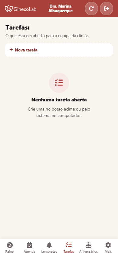 Tarefas da equipe no celular