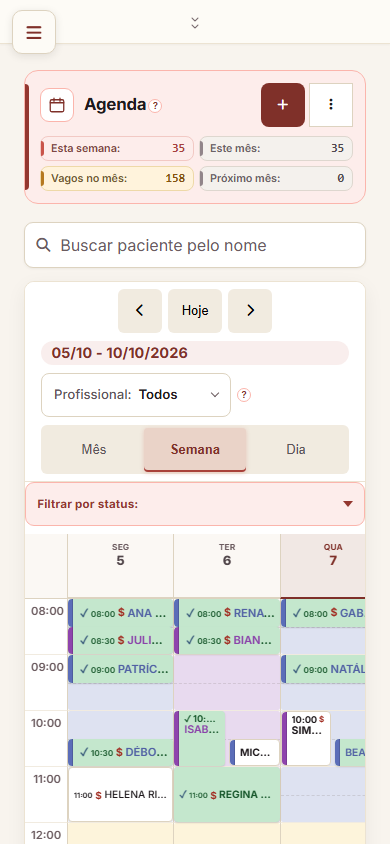 Agenda do ERP GinecoLab no celular