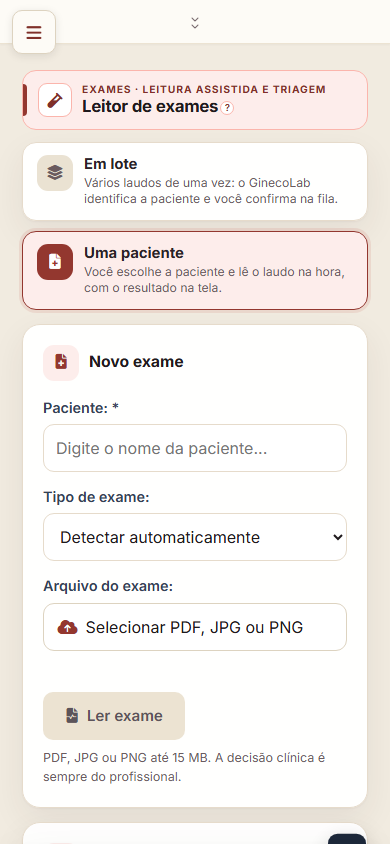 Leitor de exames no celular