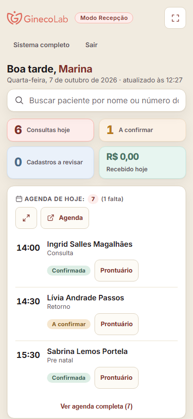 Modo Recepção no celular