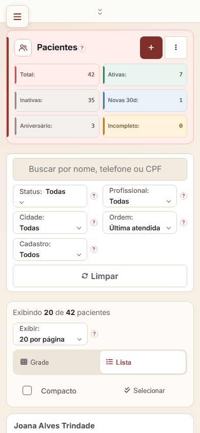 Lista de pacientes no celular