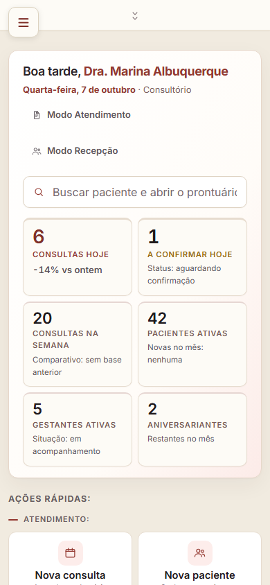 Painel do ERP GinecoLab no celular