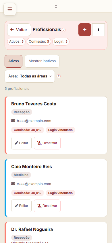 Profissionais no celular