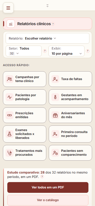 Relatórios clínicos no celular