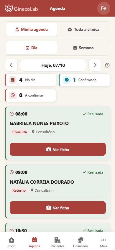 Agenda da profissional no celular
