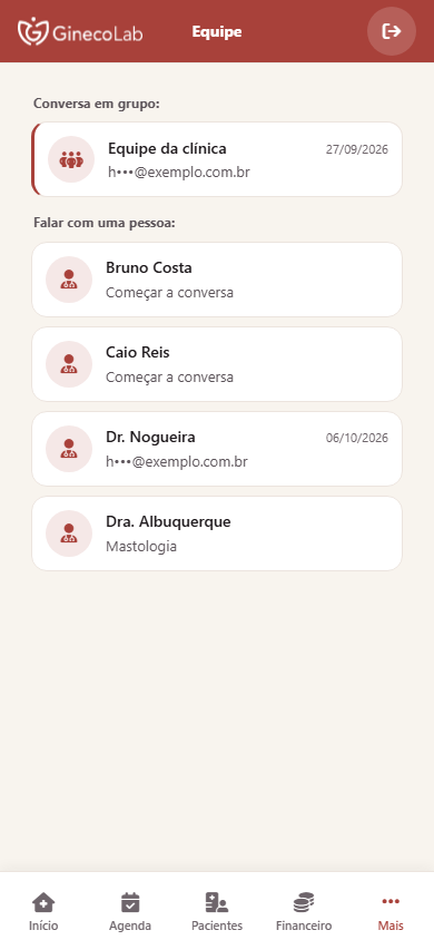 Conversa da equipe no celular